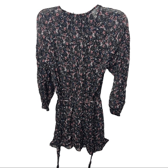 NWT Allsaints Size 0 Kaylee Stretch Floral Romper V-neck Long Sleeves Viscose - Picture 3 of 5